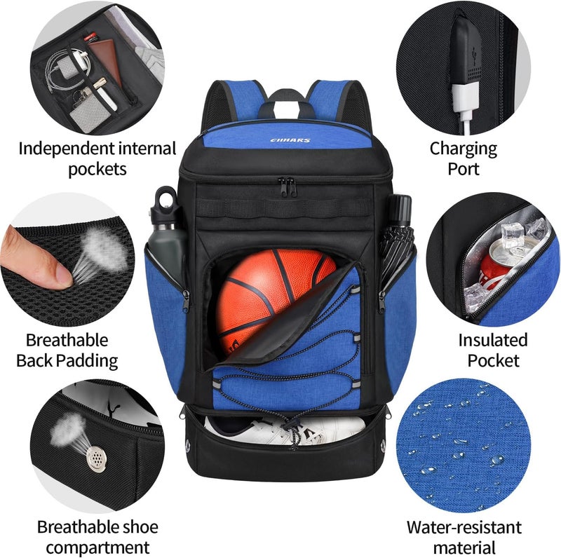 Ciihars Basketball Backpack Bag Large Sports Bag with Separate Ball holder & Shoes compartment, Best for Basketball, Soccer,Volleyball,Gym - Image 3